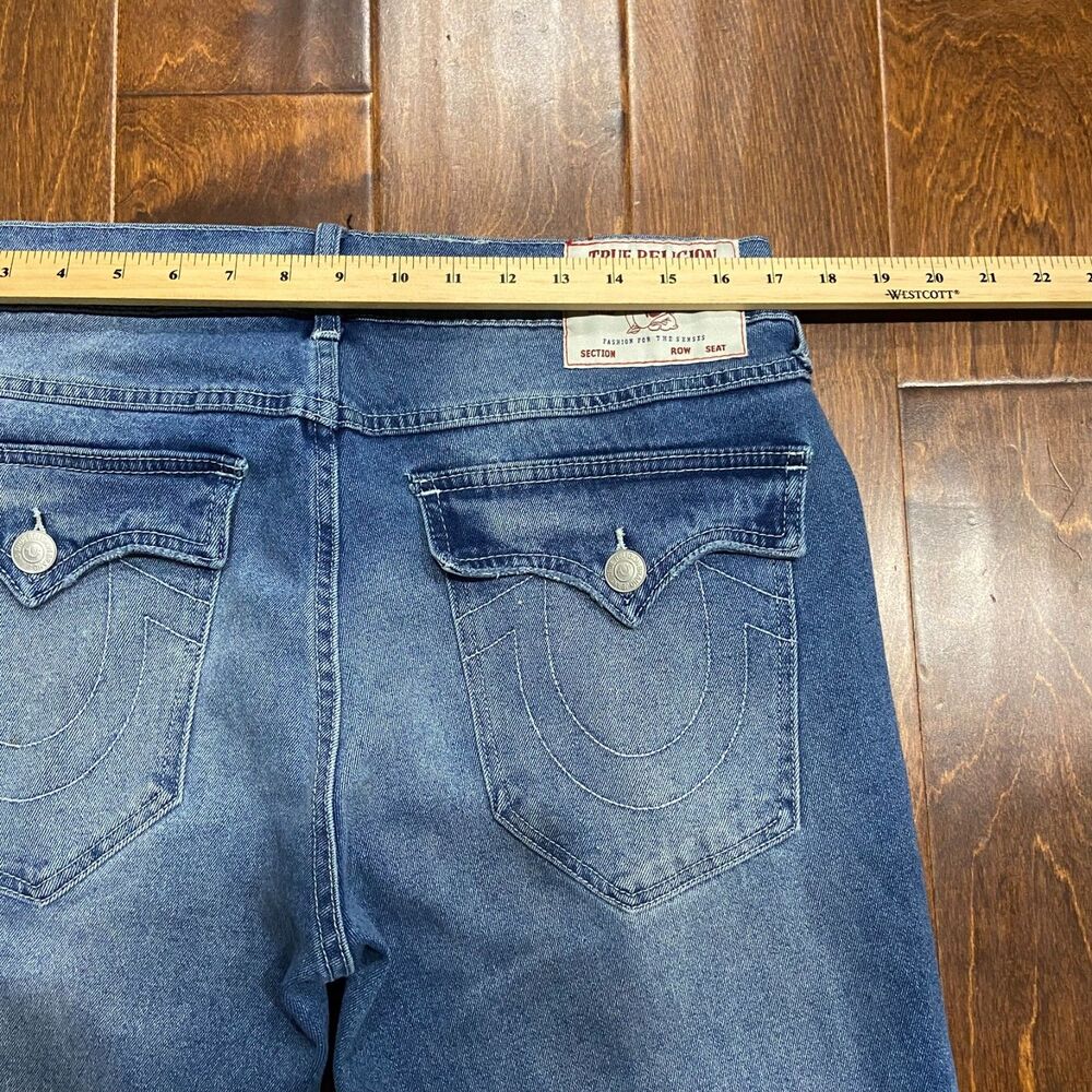 True Religion Ricky Relaxed Straight Leg Flap Pocket Denim Blue Jeans Womens 34 - Picture 5 of 10